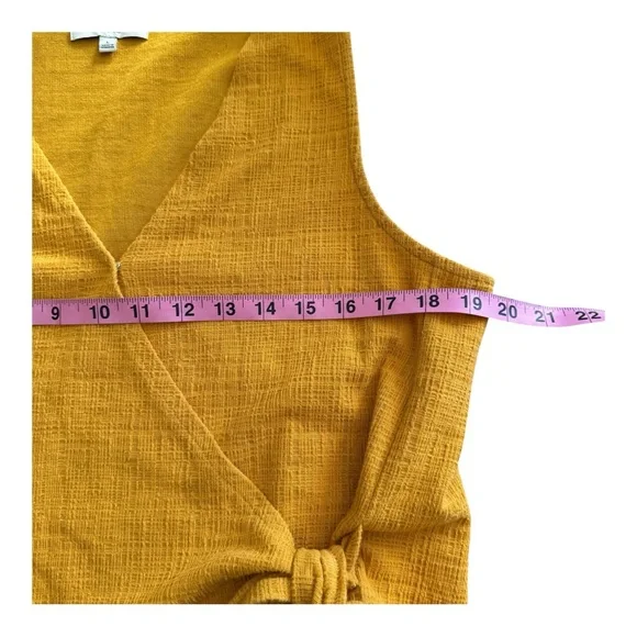 Madewell Texture & Thread Sleeveless Wrap Tie Top Mustard Yellow Linen Blend L - Picture 8 of 9
